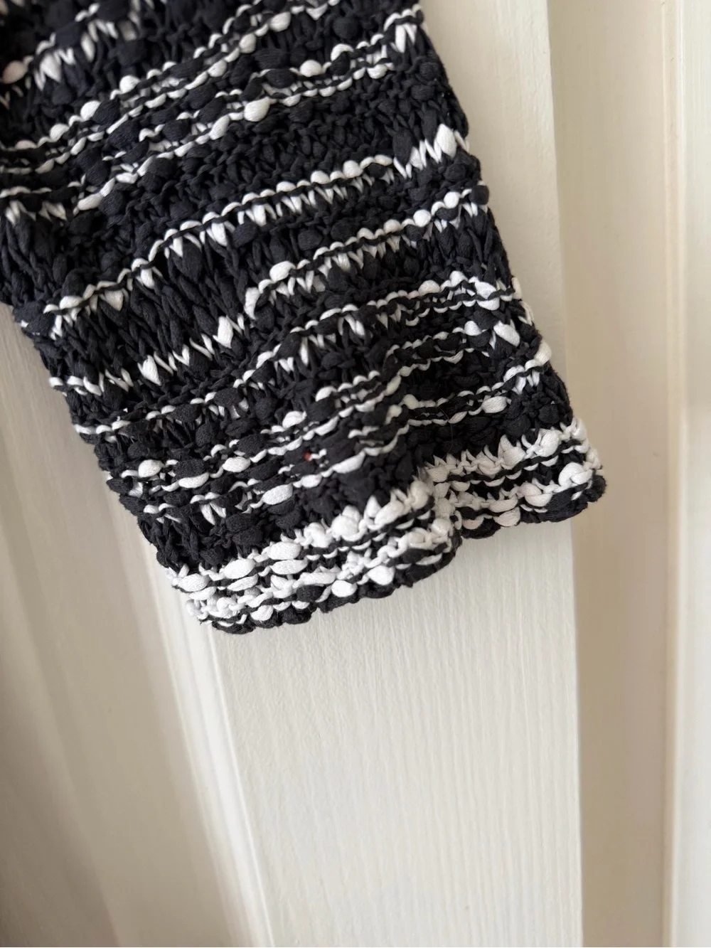 Eileen Fisher L Black White Cotton Knit Top Italian Yarn - Picture 4 of 6